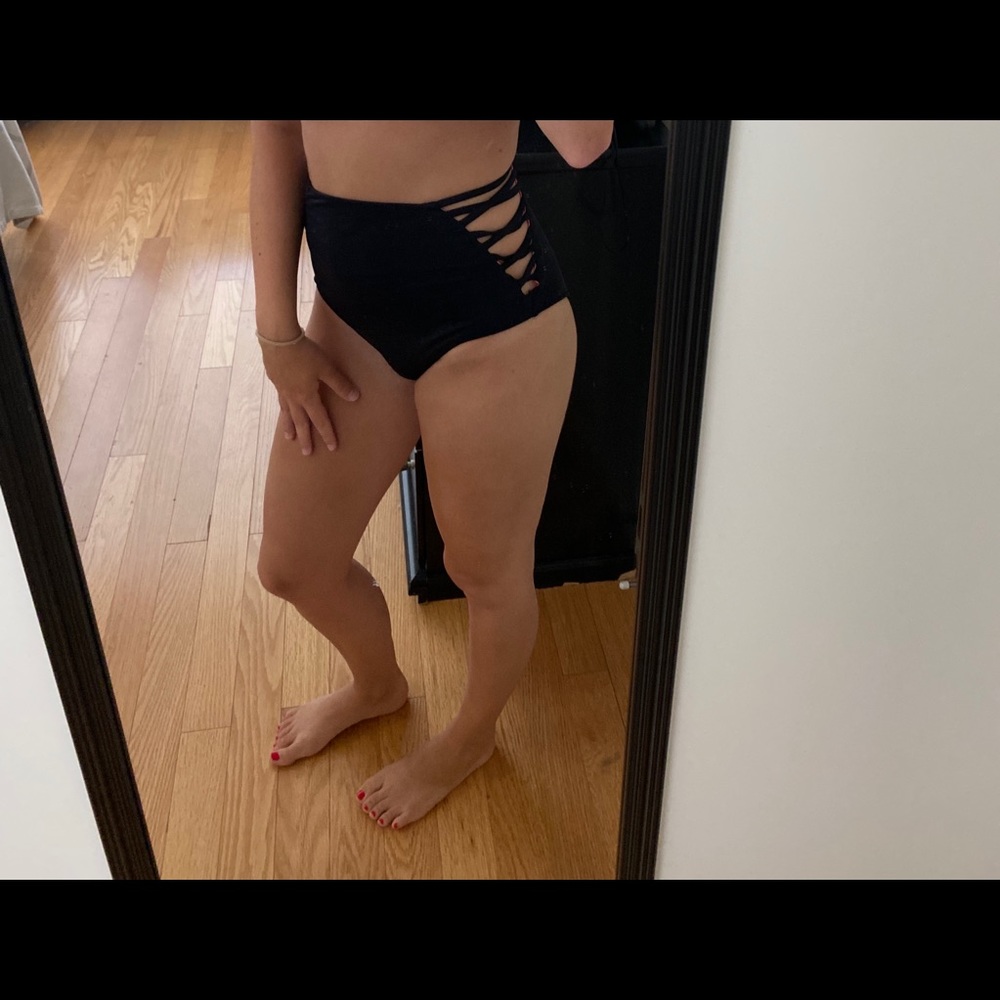 Pink High Wasted Bathing Suit Bottoms